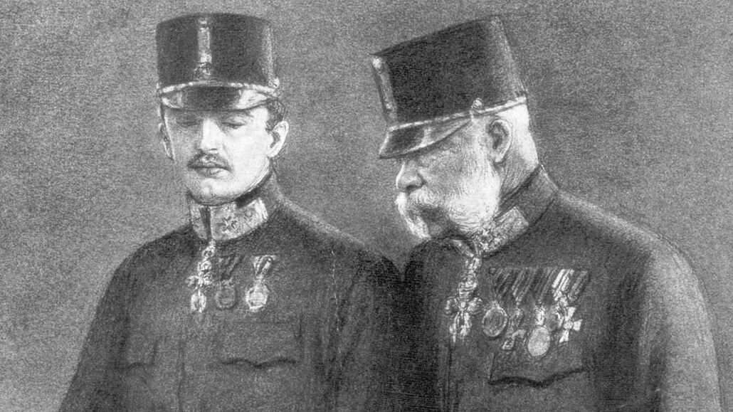 Rakouský císa Frantiek Josef I. a arcivévoda Karel Habsburský