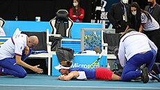 Barbora Krejčíková během zápasu proti Němce Angelique Kerberové. Barbora Krejčíková během zápasu proti Němce Angelique Kerberové.