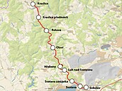Mapa trati 145 ze Sokolova do Kraslic