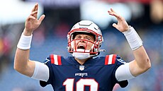Quarterback Mac Jones z New England Patriots před zápasem s Cleveland Browns. Quarterback Mac Jones z New England Patriots před zápasem s Cleveland Browns.