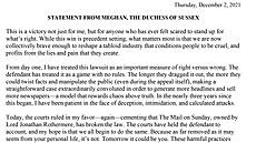 Reakce vévodkyn Meghan na vyhraný soud s bulvárem (2. prosince 2021)