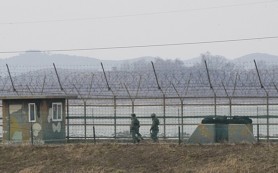 Písn steená hranice mezi Jiní Koreou a KLDR. (5. ledna 2022)