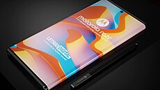 Designový koncept smartphonu Motorola s flexibilním displejem okolo celého tla...