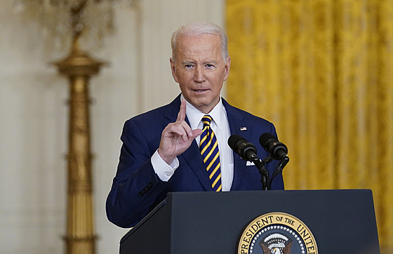 Americký prezident Joe Biden na tiskové konferenci (19. ledna 2022)