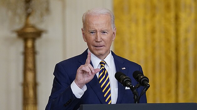 Americký prezident Joe Biden na tiskové konferenci (19. ledna 2022)