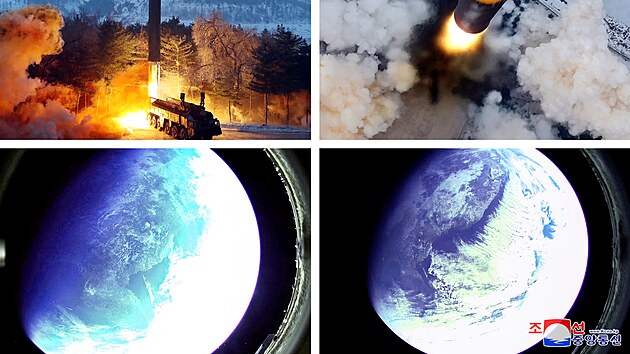 Severn Korea zveejnila snmek planety Zem, kter byl pozen z balistick rakety. (30. ledna 2021)