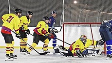 Utkání Old Boys eské Budjovice (ve lutém) proti domácím Lunice Hockey Guys...