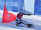 Ester Ledecká bhem finále paralelního obího slalomu na olympijských hrách v...