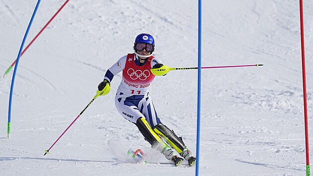 V prvnm kole slalomu en startuje eka Martina Dubovsk na ZOH v Pekingu 2022. (9. nora 2022)