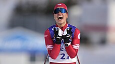 Veronika Stpanovová v cíli olympijské tafety.