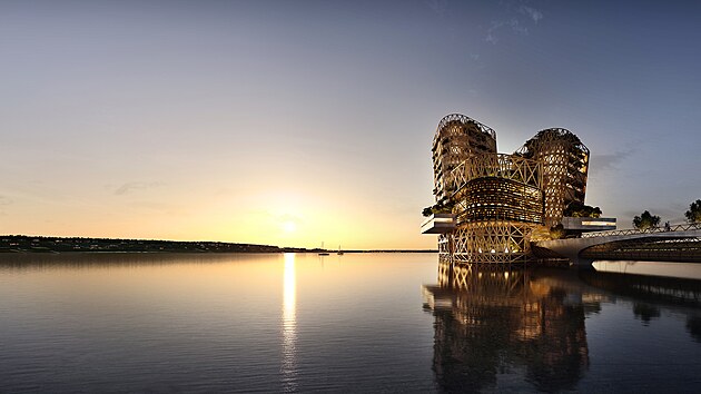 Urbanistická studie jezera Medard na Sokolovsku. Ostrov noční.