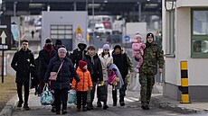 Ukrajintí uprchlíci na ukrajinsko-polské hranici (1. bezna 2022)