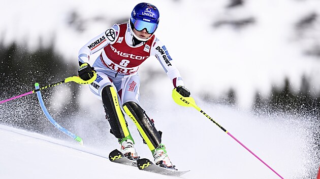 esk zvodnice Martina Dubovsk v prvnm kole slalomu ve vdskm Aare