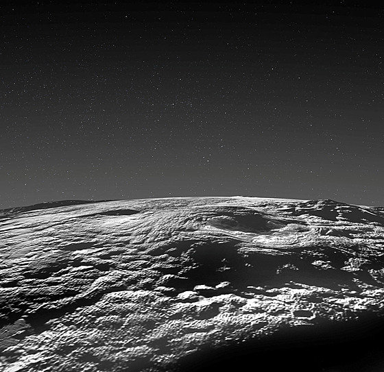 Pohled na ledovou sopenou oblast Pluta, která byla objeven NA základ dat z...
