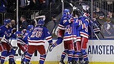 Postupová radost hokejistů New York Rangers. Postupová radost hokejistů New York Rangers.