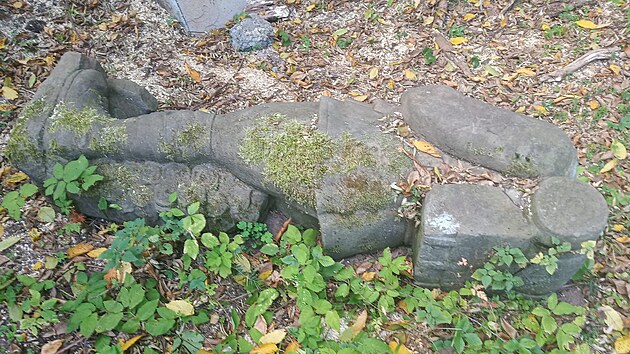 Torzo sochy leelo v odlehlm mst u chat na Ostrovech. (2. 10. 2021)