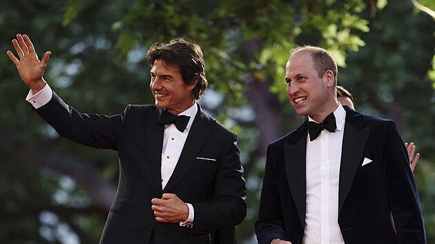 Tom Cruise a princ William na premie filmu Top Gun: Maverick (Londn, 19. kvtna 2022)