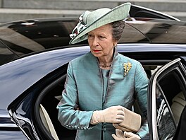 Majestátn psobila v lesklém tyrkysovém kostýmu princezna Anne. 