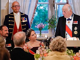 Norský korunní princ Haakon, princezna Ingrid Alexandra a král Harald V. (Oslo,...