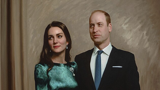 Vvodkyn Kate a princ William na portrtu od Jamieho Coretha ve The Fitzwilliam Museum (Cambridge, 23. ervna 2022)