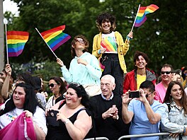 Vtina pihlíejících londýnskému Pride prvodu mávala na podporu LGBT+...