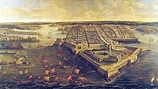 Velký pístav v La Valett na Malt v 17. století