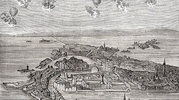 Bombardovn Bentek rakouskmi balny v ervenci 1849