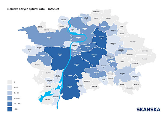Nových byt není mnoho. V Klánovicích napíklad nepostavili ani jediný.