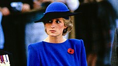 Elektricky modrý model oblékla Diana na návtv Washingtonu v roce 1985