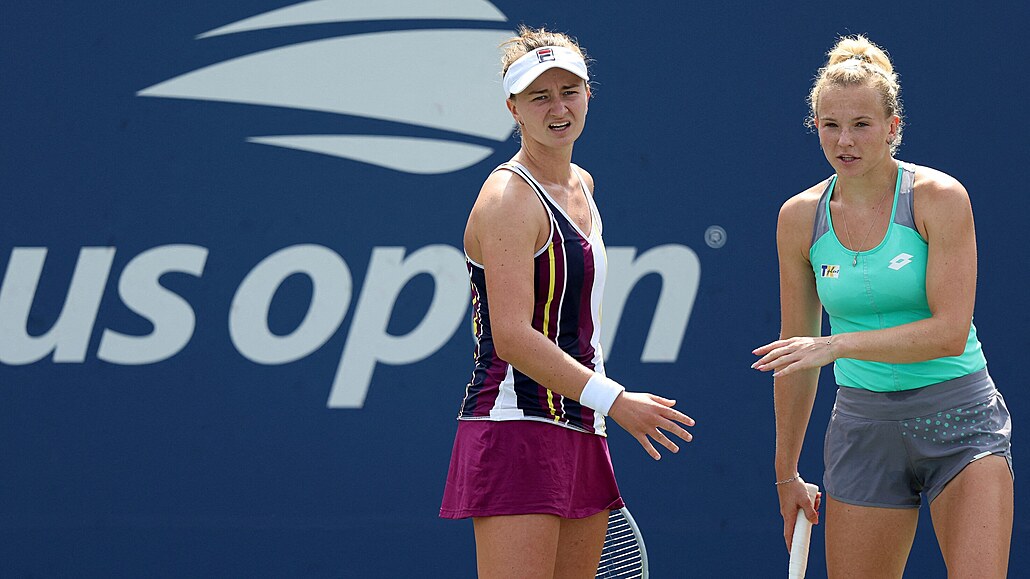 Barbora Krejíková a Kateina Siniaková na US Open.
