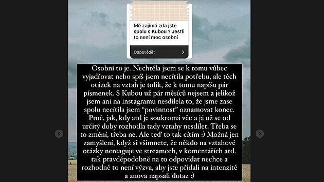 Nikola echov potvrdila druh rozchod s Jakubem Mahdalem fanoukm na Instagramu (z 2022).