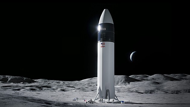 Koncept lunrnho modulu Starship HLS pro NASA z roku 2021
