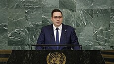 eský ministr zahranií Jan Lipavský pi projevu ve Valném shromádní OSN....