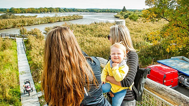 Z vyhlídky jsou vidět Vrbenské rybníky.