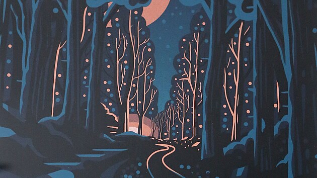 Jeden z tisků Jaromíra 99, který je k vidění na výstavě v kavárně olomouckého Muzea umění