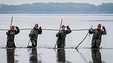 Rybái zatáhli sít na nejvtím eském rybníku. (7. 10. 2022)