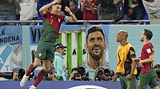 Portugalský fotbalista Christiano Roinaldo se raduje z gólu v zápase s Ghanou.