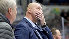 Majitel klubu Libor Zábranský na střídačce brněnských hokejistů Majitel klubu Libor Zábranský na střídačce brněnských hokejistů