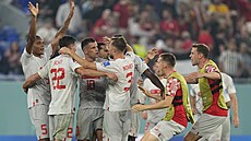 výcartí fotbalisté slaví postup do osmifinále mistrovství svta 2022. 