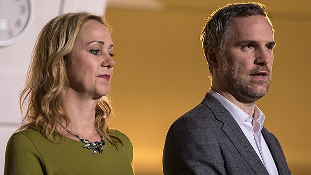 Tiskové konference po koaličním jednání pražského Spolu (ODS, TOP 09 a KDU-ČSL) s Piráty a STAN o rozložení sil na pražském magistrátu (17. ledna 2023)