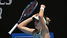 Magda Linetteová po výhe ve tvrtfinále Australian Open.