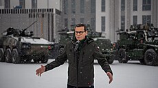 Polský premiér Mateusz Morawiecki na základn 18. mechanizované divize v...