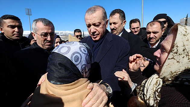Tureck prezident Recep Tayyip Erdogan v Kahramanmarasu (8. nora 2023)