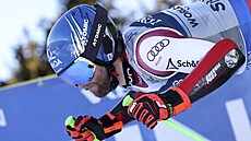 Marco Schwarz bhem superobího slalomu pro kombinaci na MS v Courchevelu