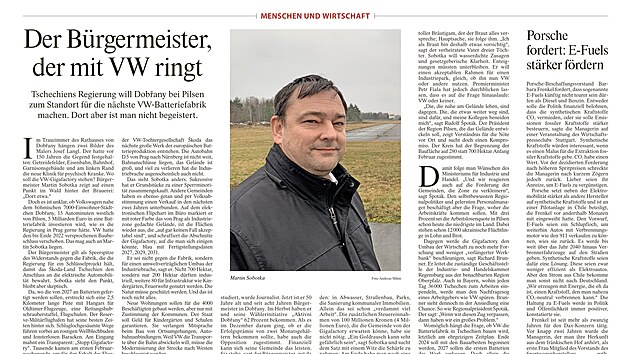 lnek o dobanskm starostovi Martinu Sobotkovi v nmeckm denku Frankfurter Allgemeine Zeitung.