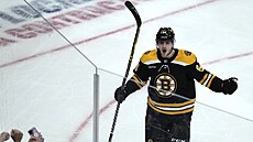 Jakub Lauko z Boston Bruins slaví svj gól.