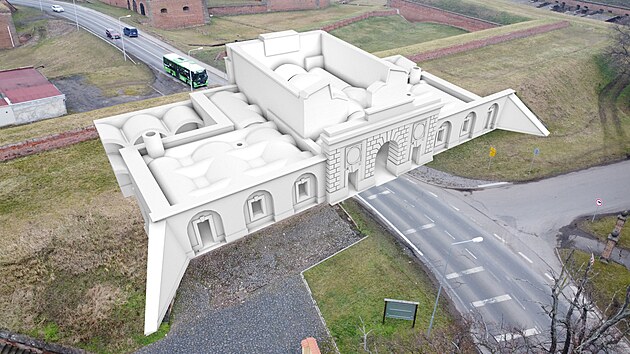 Vizualizace 3D modelu Litomick brny v Terezn Jaromra Voldicha, kterou vytvoil architekt Luk Hudk.