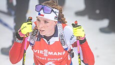 Markéta Davidová v cíli závodu s hromadným startem v Oslu