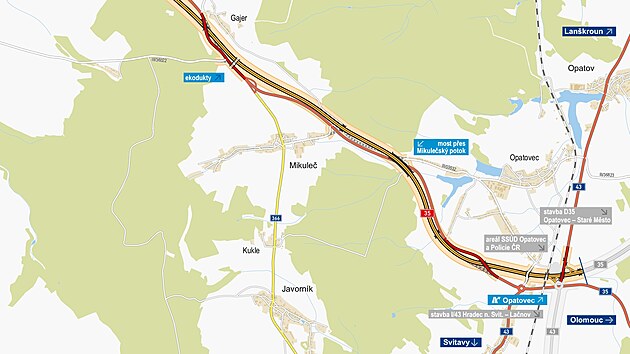 Dálniční úsek D35 Janov – Opatovec (březen 2023)