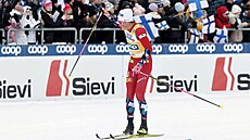 Nor Johannes Hösflot Klaebo bhem Svtového poháru v Lahti.